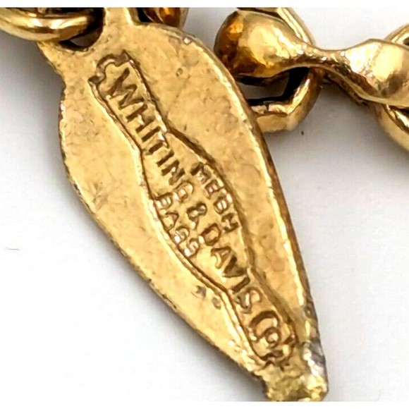 Whiting & Davis Gold Tone Chainmail Metal Fringed Vintage Bib Necklace 1970s - Picture 12 of 14